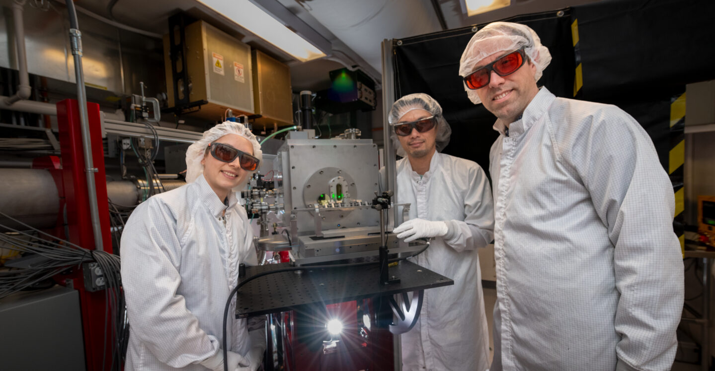 Three researchers at Berkeley Lab Laser Accelerator (BELLA) Center at Lawrence Berkeley National Laboratory